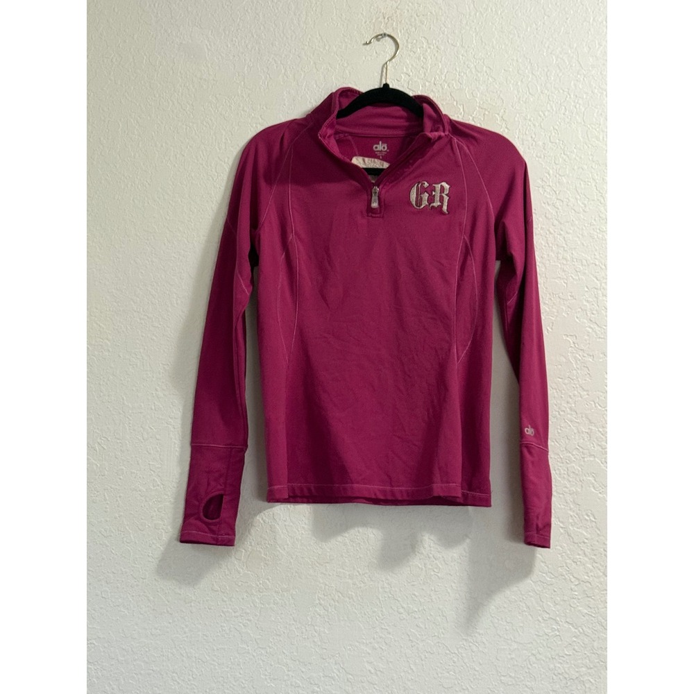 Alo Yoga Womens Magenta Good Ride Quarter Zip Pullover Long Sleeve Top Small